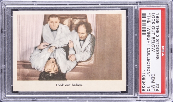 1959 Fleer "Three Stooges" #24 "Look Out Below." – PSA GEM MT 10